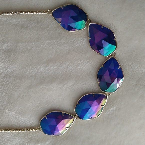 Kendra Scott Jewelry - Kendra Scott Iridescent Cobalt Connely Necklace Gold Statement Rare